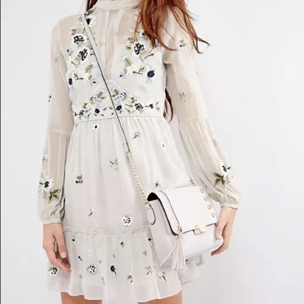 River Island Embroidered Mesh Mini Dress